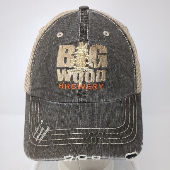 Big Wood Brewery White Bear Lake Strapback Trucker Hat Brown OS Distressed Ha - Picture 2 of 9